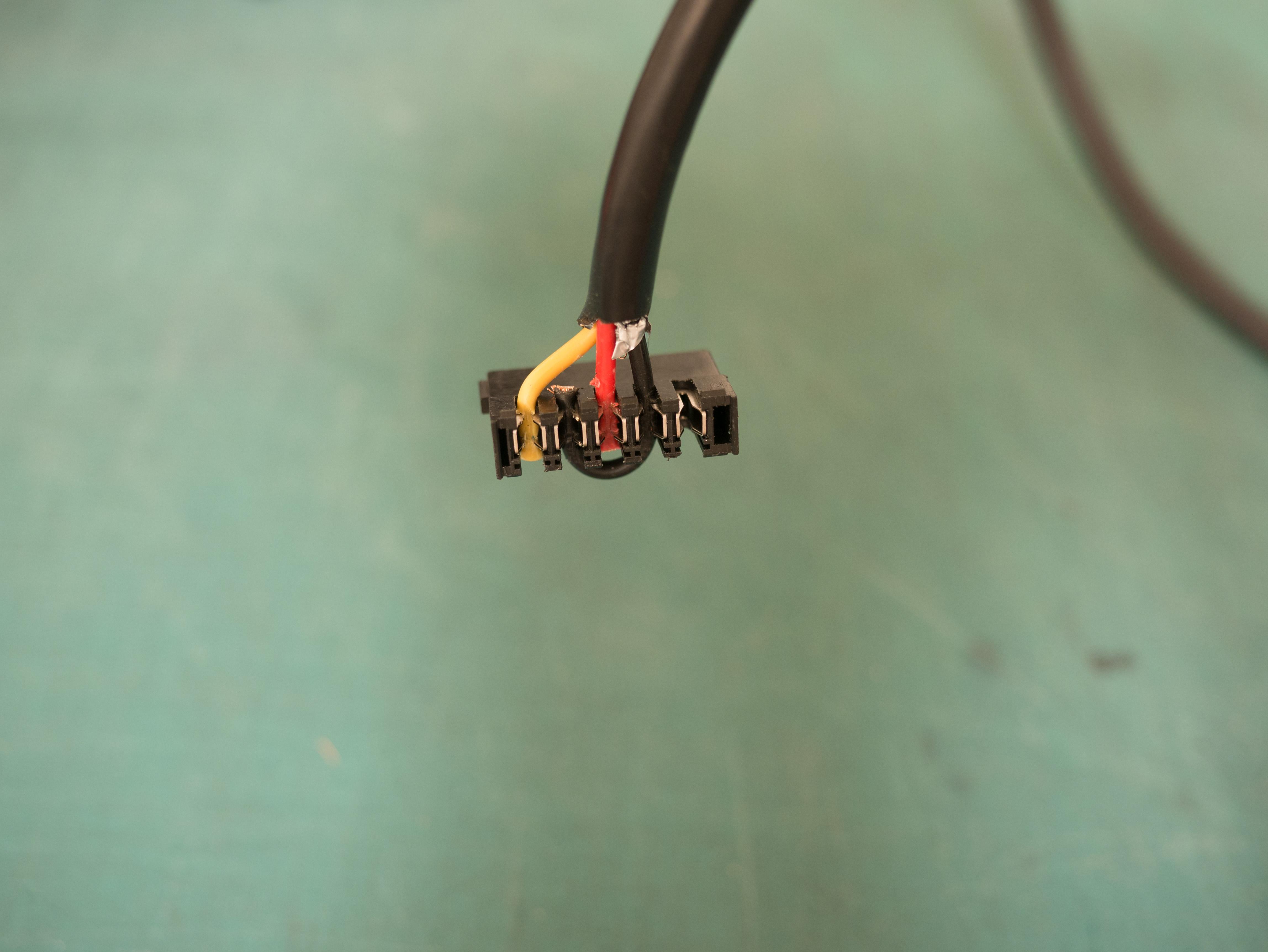 Wires connected to SATA power cable