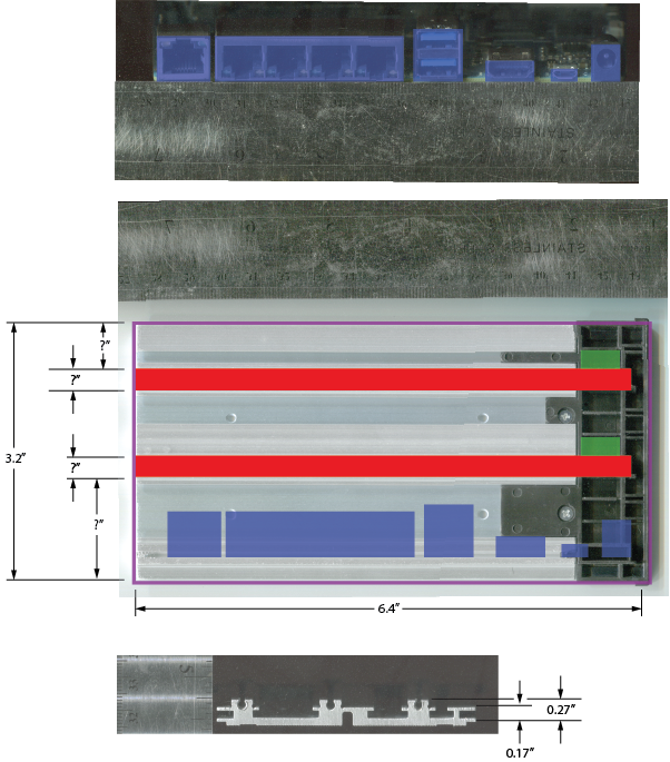 Scanned image of original side panel and BPI-R2 I/O ports